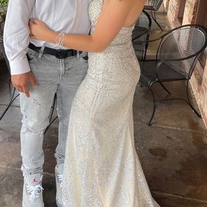 Strapless Glitter mermaid fitting dress, Size 8